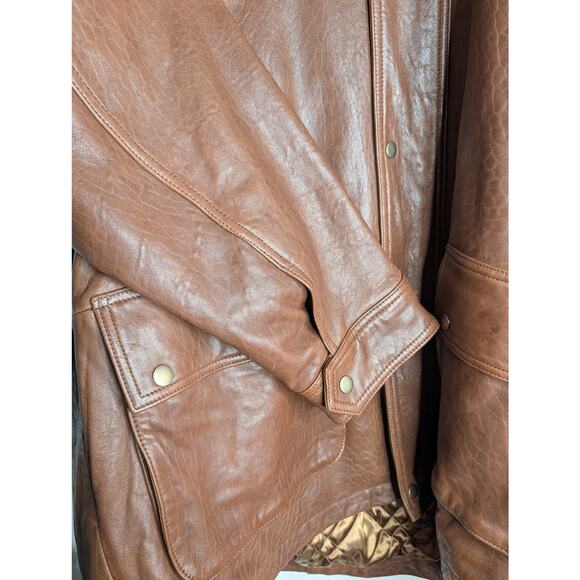 VTG Orvis Men's Genuine Leather Jacket Moto Biker Heavy XL - Picture 5 of 9